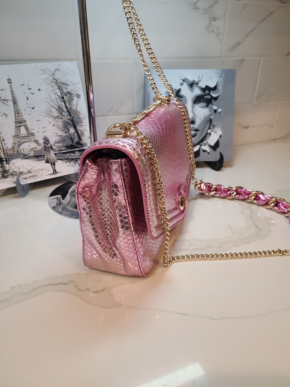 Brahmin Rosa In Rose Water Akoni Shoulder Bag Functional Turnlock Is Loose - Picture 7 of 15